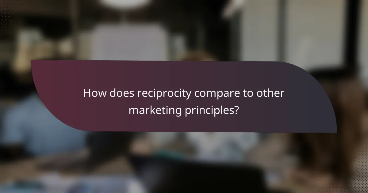 How does reciprocity compare to other marketing principles?